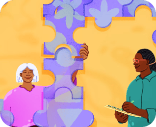 Illustration of two people solving a puzzle for: Evolve your usability testing with these innovative approaches