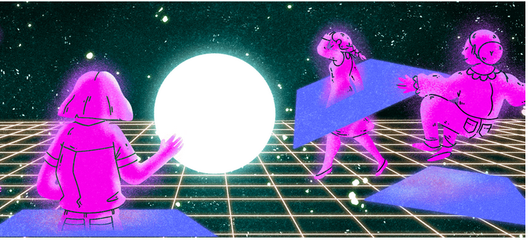 Matrix-style image of people on a grid