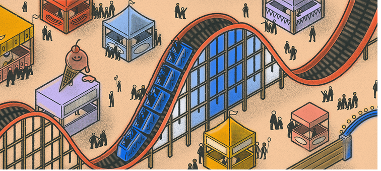 Image of an amusement park and roller coaster